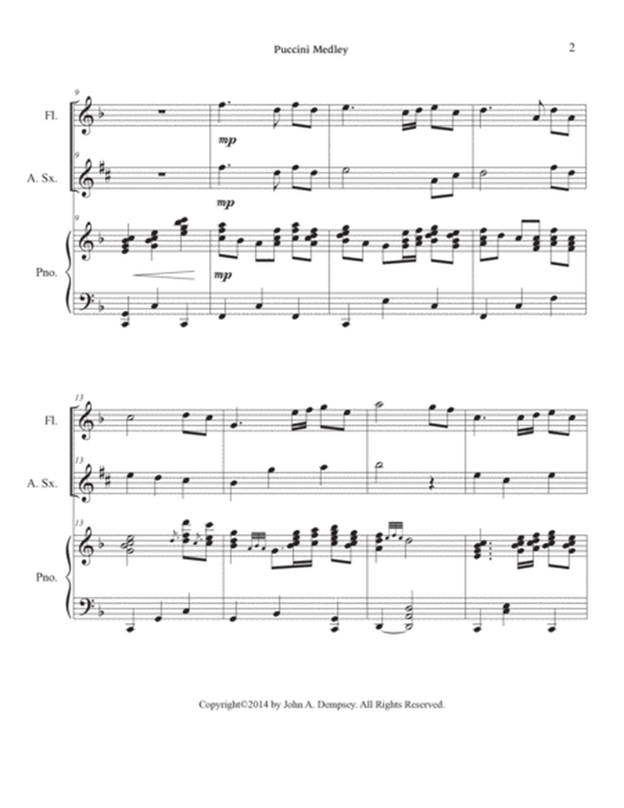 Puccini Medley: Un Bel Di (Madame Butterfly) / Musetta's Waltz (La Boheme): Flute, Alto Sax & Piano image number null