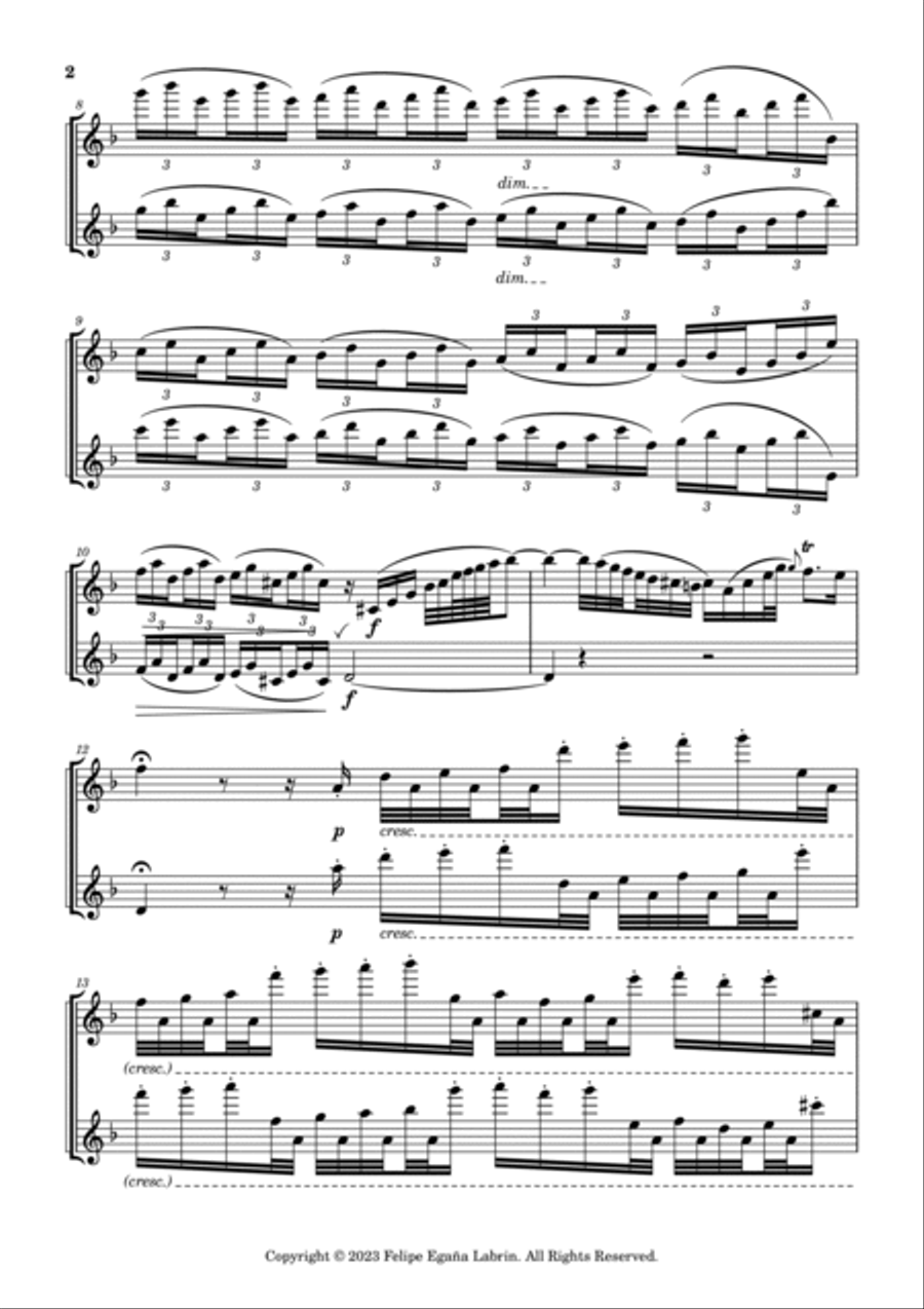 Toccata and Fugue in d minor BWV 565 Flute Duet scores gallery preview page 2