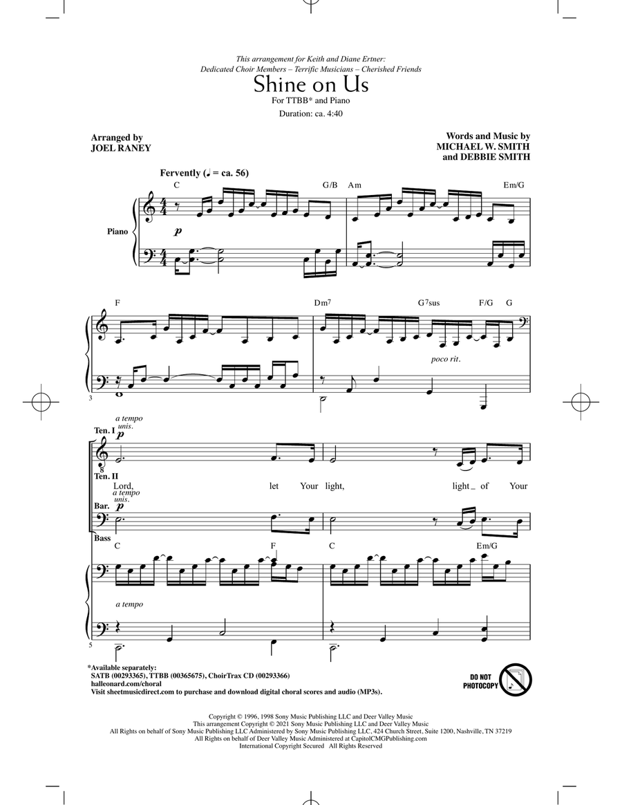 Shine On Us (arr. Joel Raney) TTBB scores gallery preview page 1