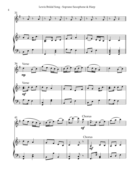 Lewis Bridal Song/Mairi’s Wedding, Duet for Bb Soprano Saxophone & Harp by Serena O'Meara Soprano Saxophone - Digital Sheet Music
