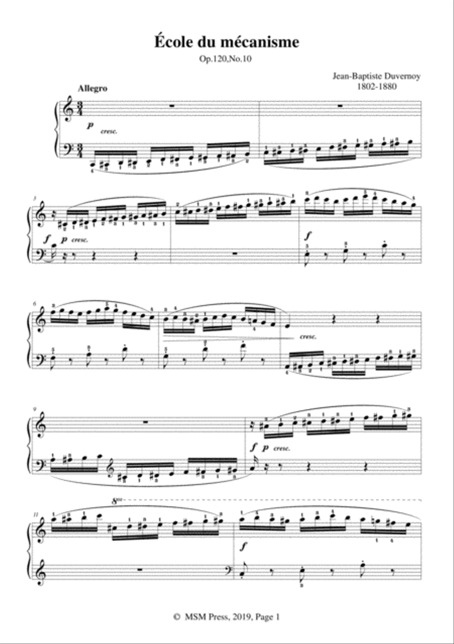 Duvernoy-École du mécanisme,Op.120,No.10,for Piano