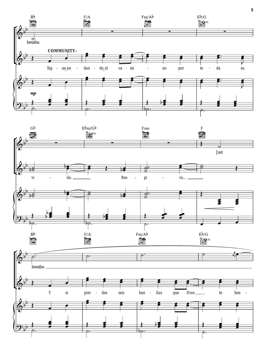 Breathe (from In The Heights: The Musical) Piano, Vocal, Guitar scores gallery preview page 5