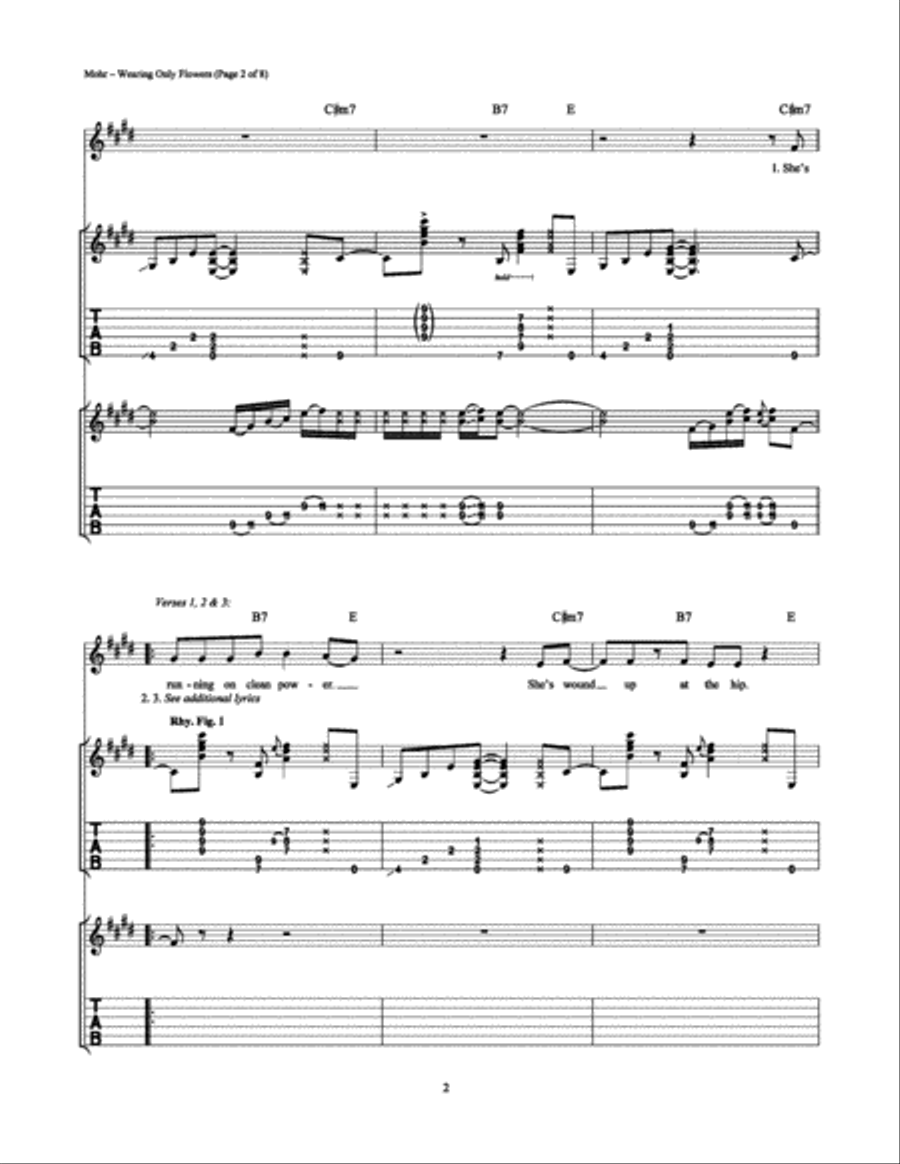Wearing Only Flowers Wearing Only Flowers Electric Guitar scores gallery preview page 2