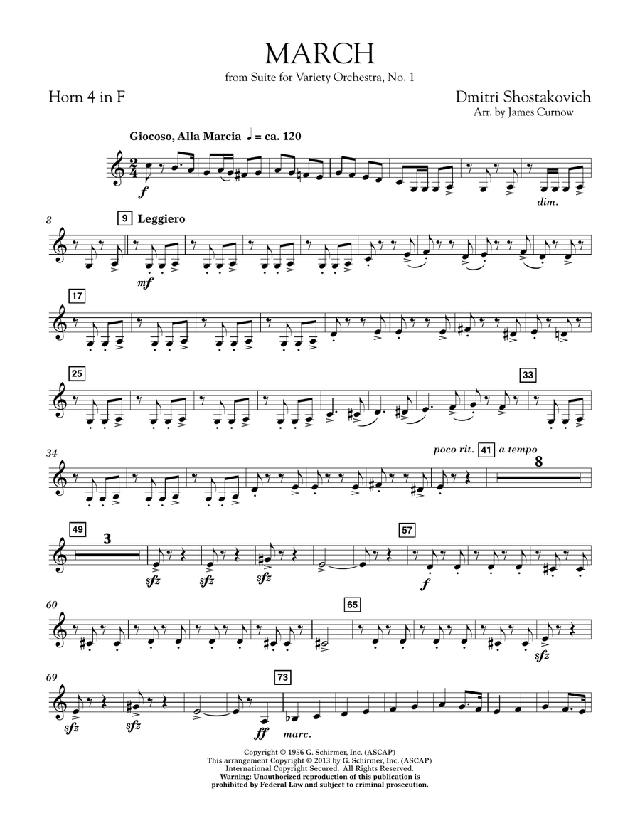 March from Suite for Variety Orchestra, No. 1 - F Horn 4