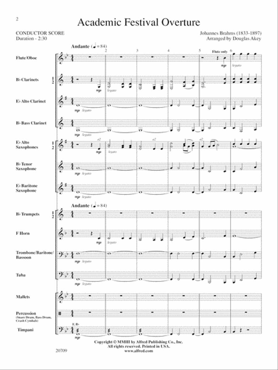 Academic Festival Overture: Score Concert Band scores gallery preview page 2
