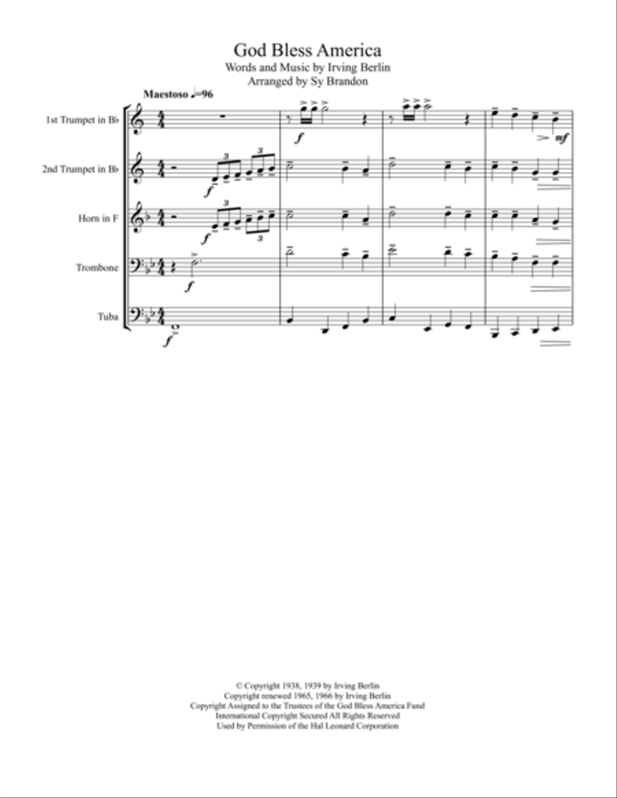 God Bless America God Bless America School and Community scores gallery preview page 1