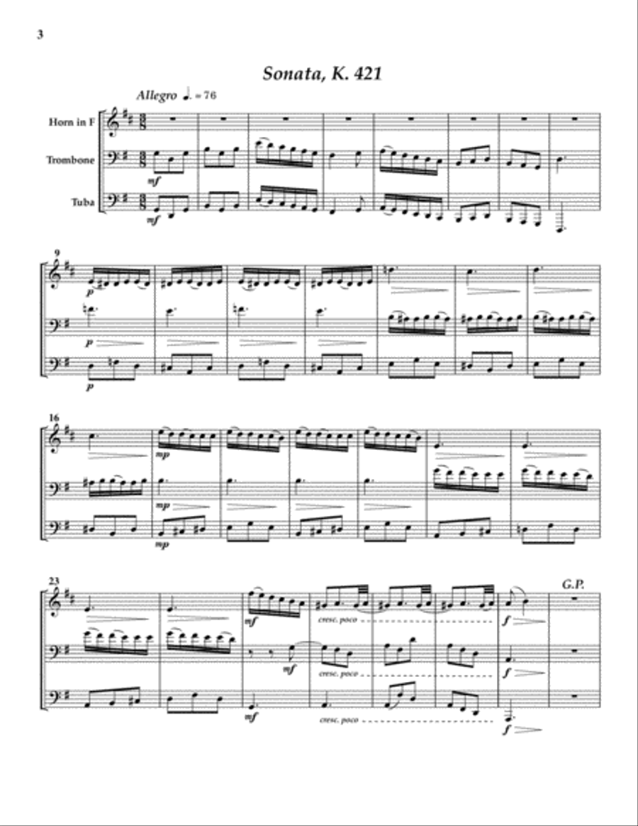 Sonatas K. 421 and K. 544 Brass Ensemble scores gallery preview page 4