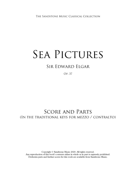 Sea Pictures, Op. 37 Score and Parts (Letter Size) (Traditional keys for mezzo-soprano / contralto)