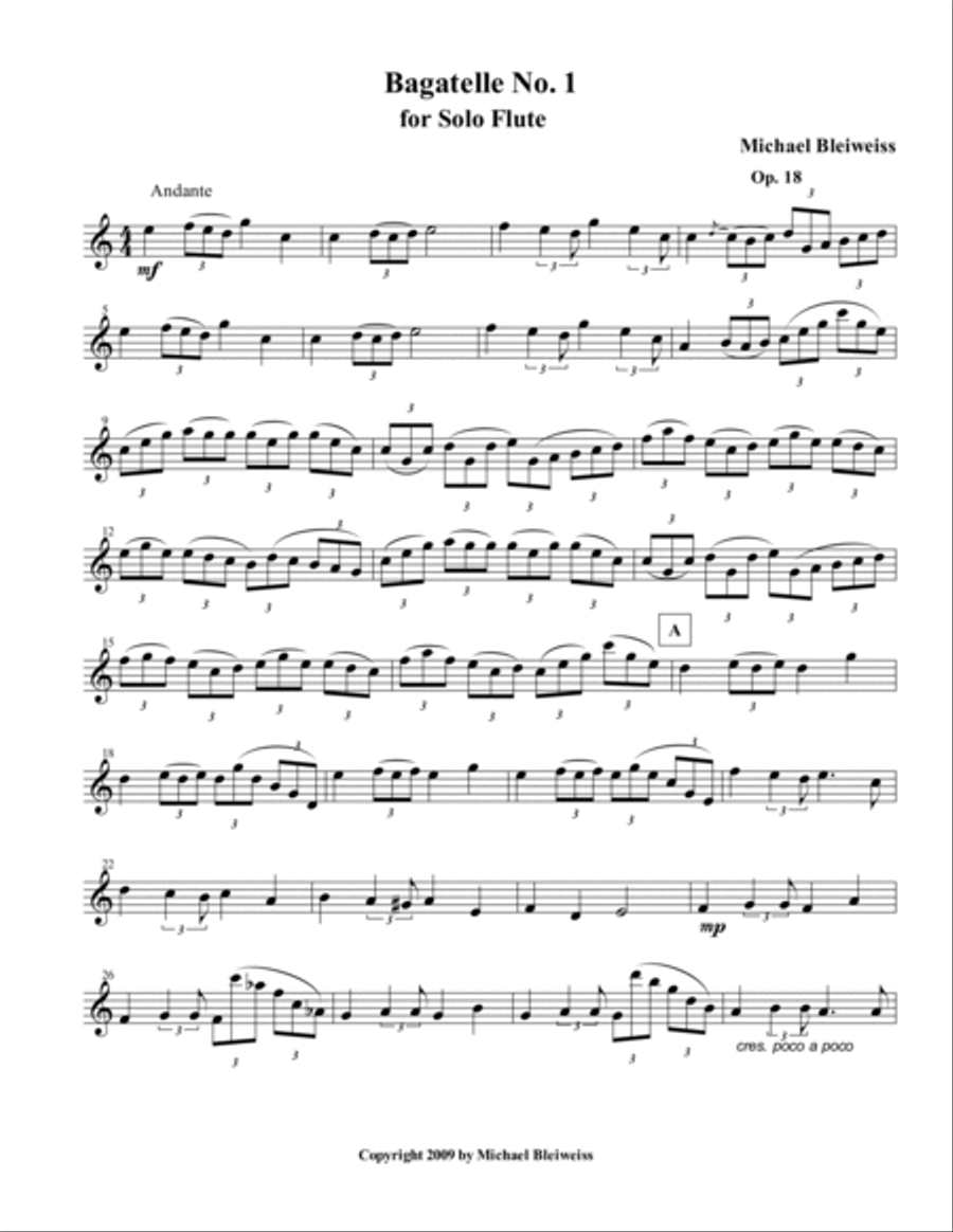 Bagatelle No. 1 for Flute Solo Chamber Music scores gallery preview page 2
