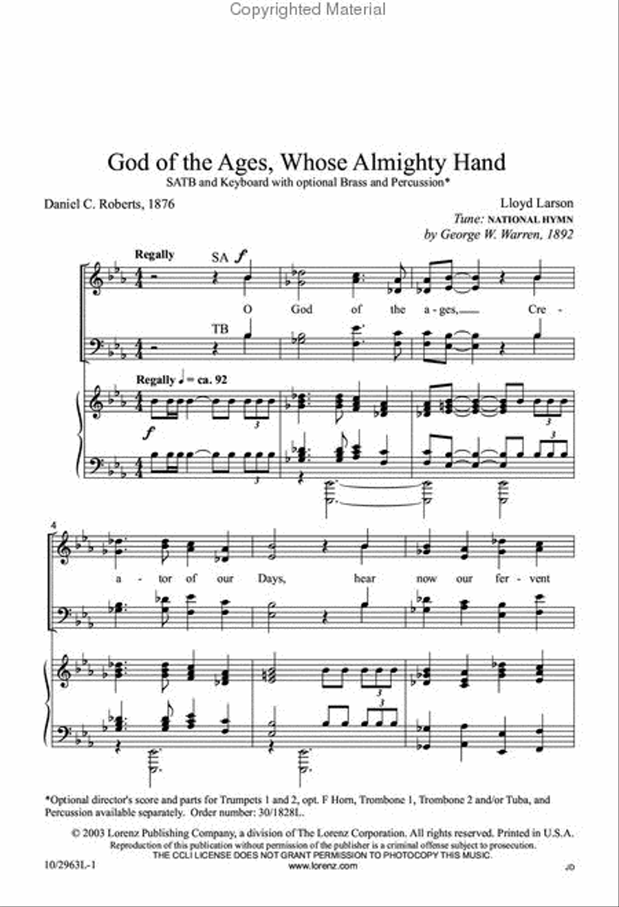 God of the Ages Whose Almighty Hand 4-Part scores gallery preview page 2