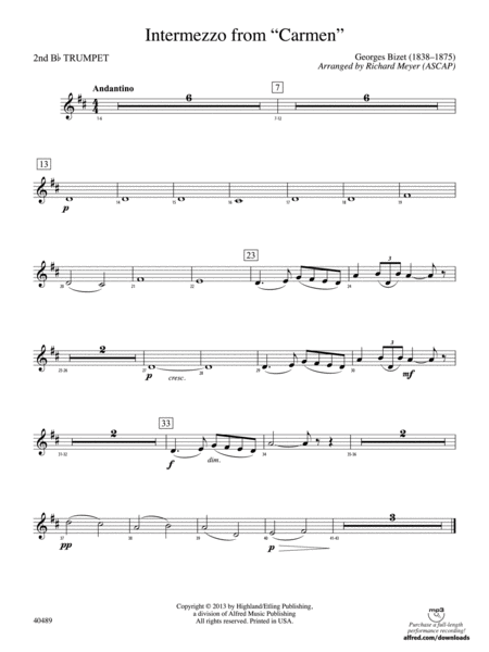 Intermezzo from Carmen: 2nd B-flat Trumpet