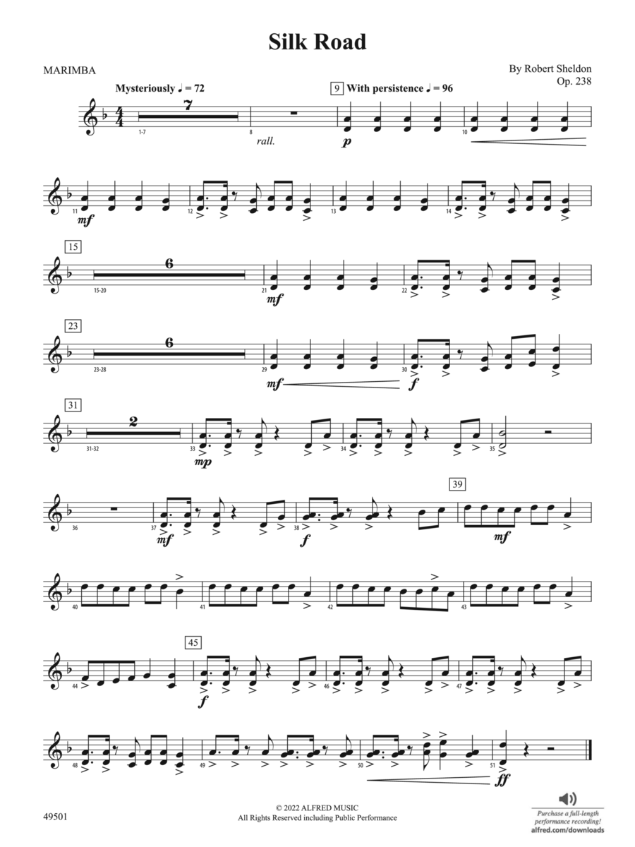 Silk Road: Mallets Concert Band scores gallery preview page 1