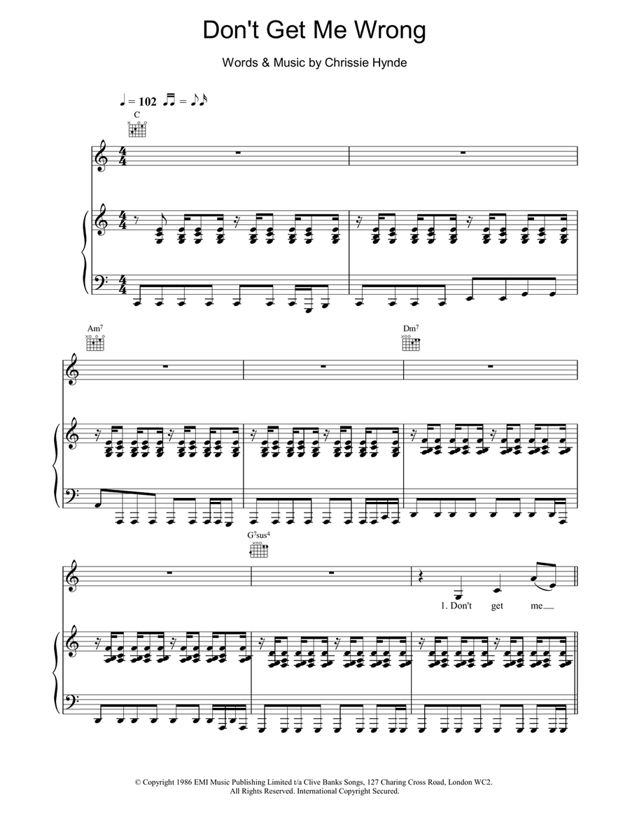 Don't Get Me Wrong Piano, Vocal, Guitar scores gallery preview page 1