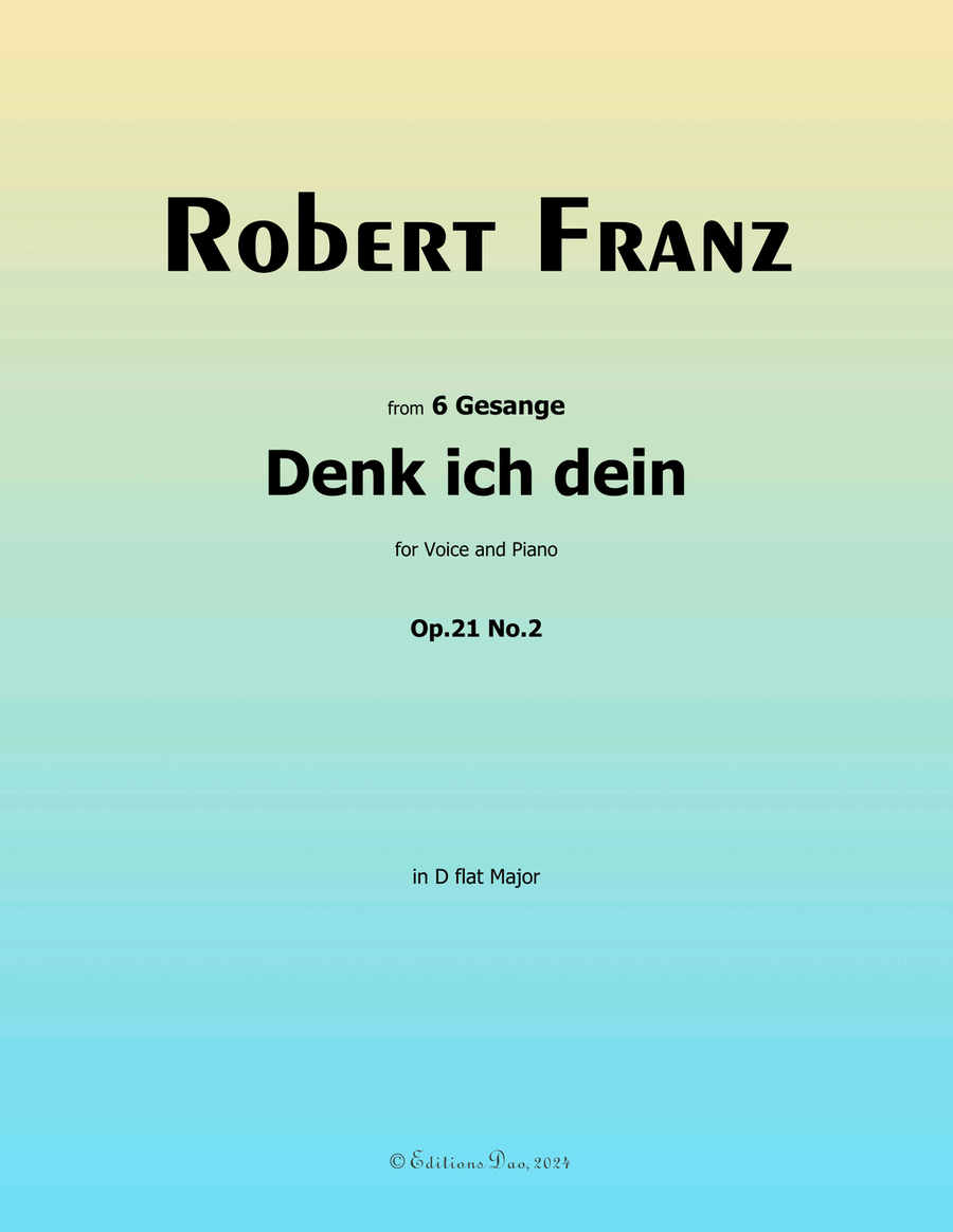 Denk ich dein, by Robert Franz, in D flat Major Voice scores gallery preview page 1