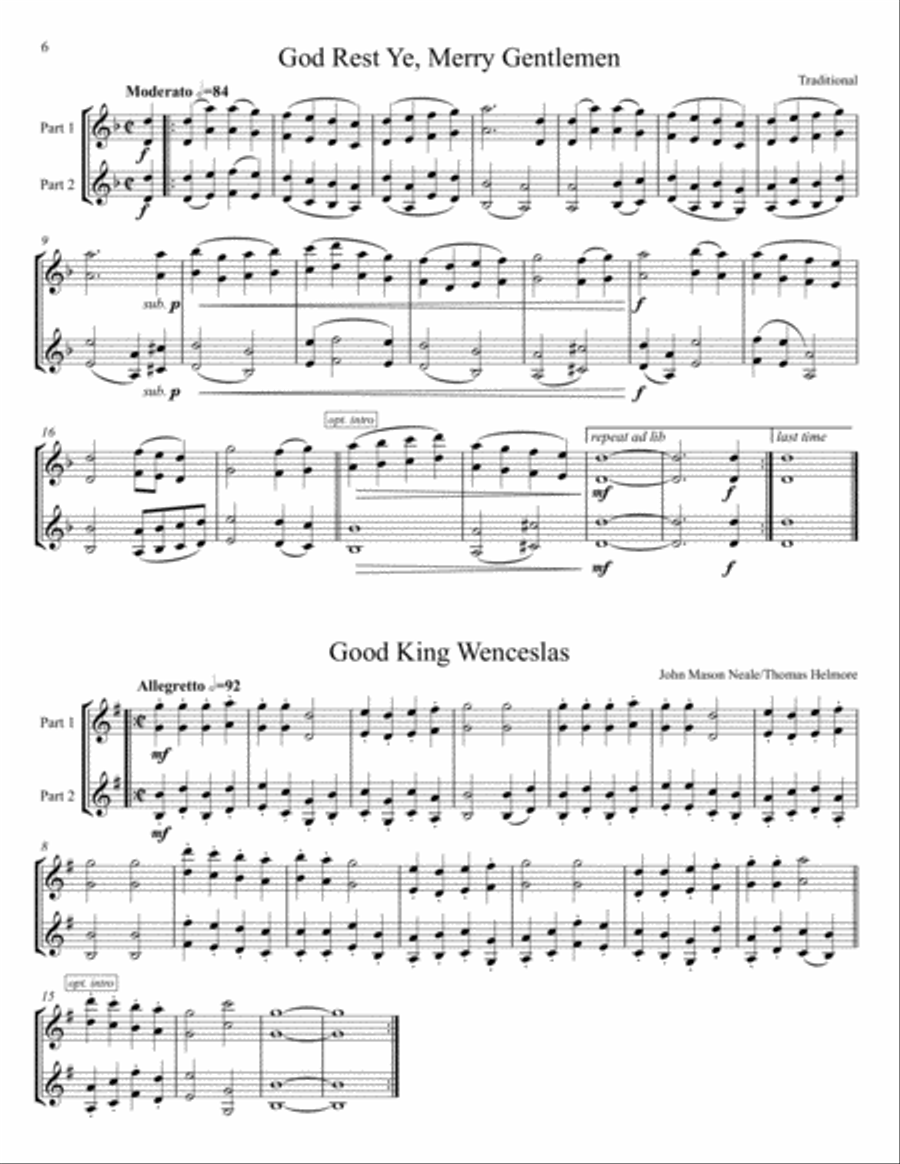 Twenty-One Christmas Carols for Flexible Woodwind Duet - B-flat Transposition Clarinet Duet scores gallery preview page 6