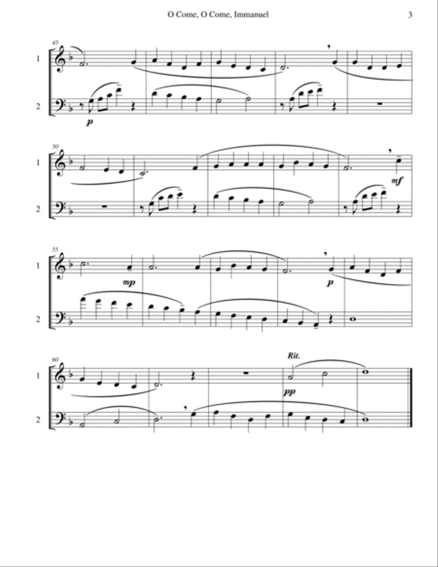 O Come, O Come, Immanuel (Emmanuel) - Mixed Duet Score and Parts scores gallery preview page 4