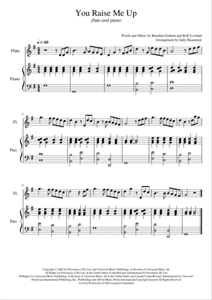 You Raise Me Up Flute Solo scores gallery preview page 1