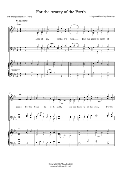 For the Beauty of the Earth (SATB/Organ Manuals) Anthem image number null