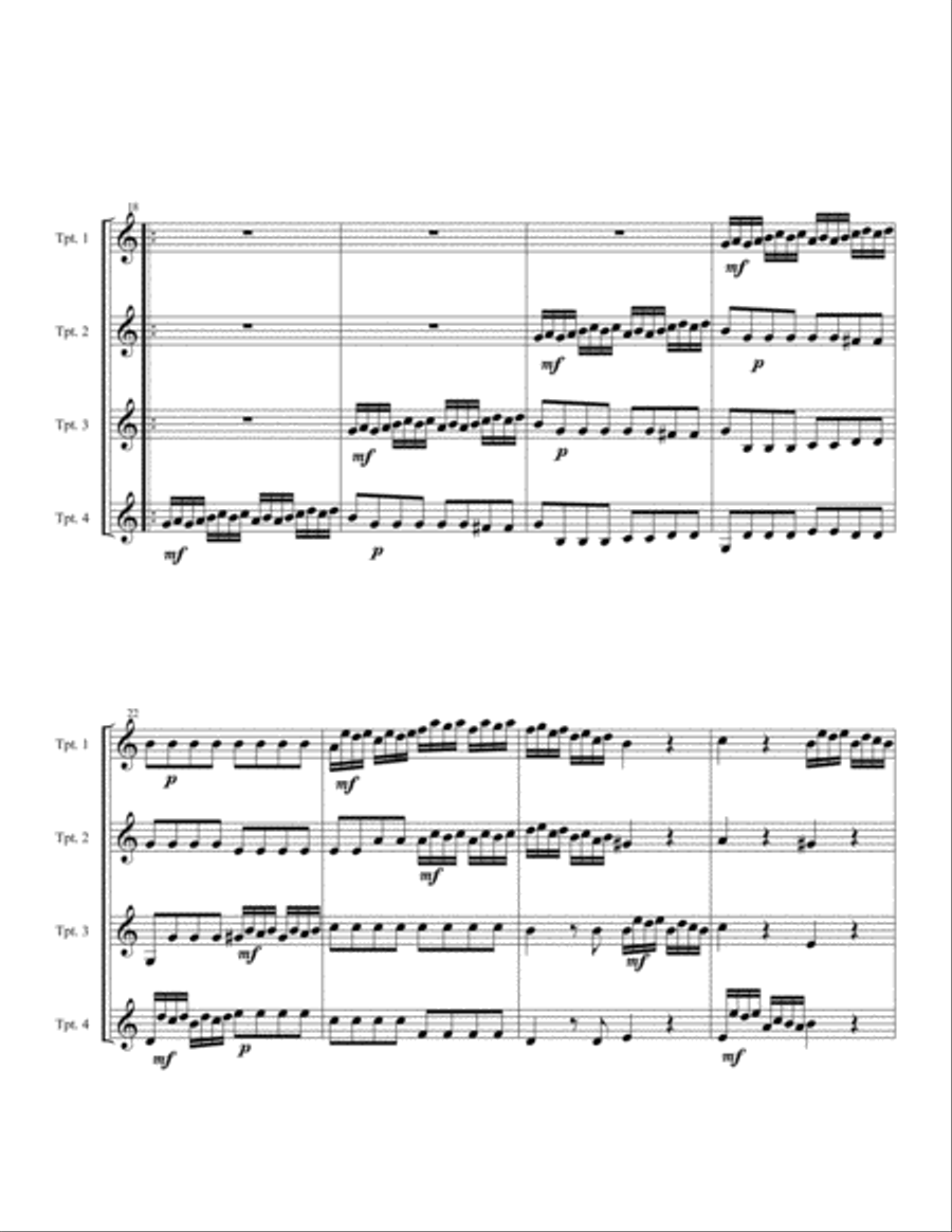 Concerto #2 for Four Trumpets (1st movement) Brass Ensemble scores gallery preview page 3