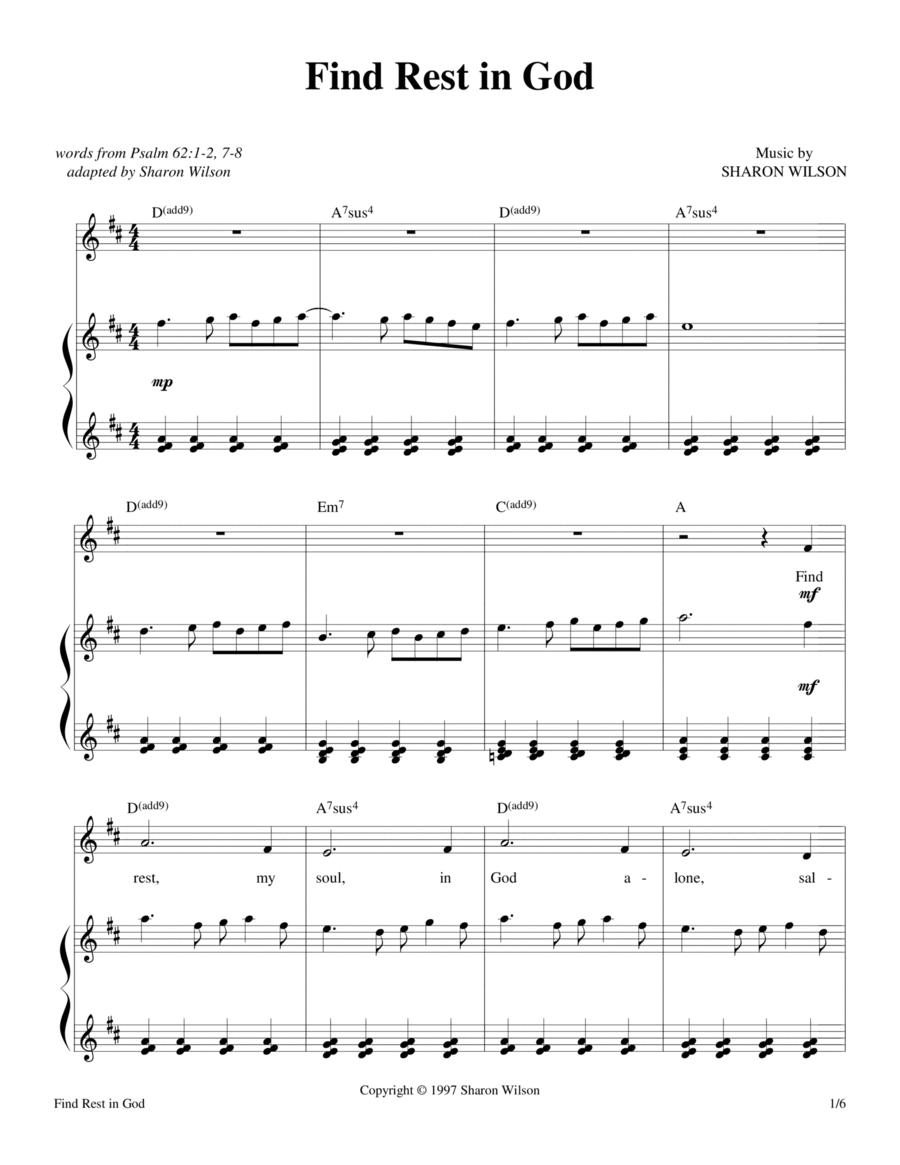 Find Rest in God (Psalm 62) Piano, Vocal, Guitar scores gallery preview page 1