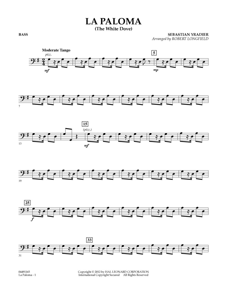 La Paloma (The White Dove) - Bass Orchestra scores gallery preview page 1