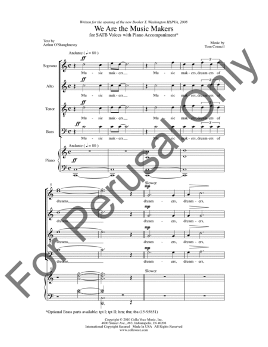 We Are The Music Makers (Choral Score) 4-Part scores gallery preview page 2