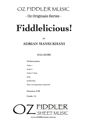 Book cover for Fiddlelicious! by Adrian Mansukhani