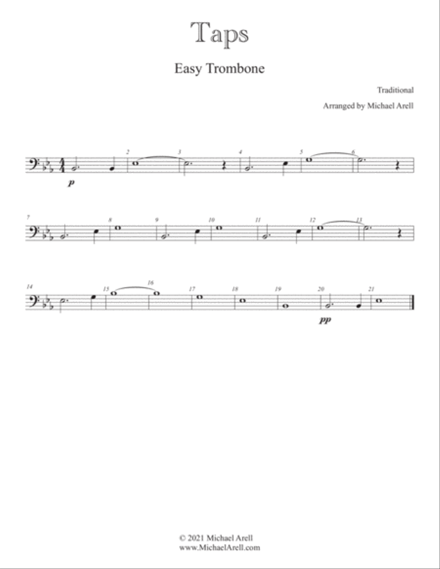 Taps- Easy Trombone Trombone Solo scores gallery preview page 2