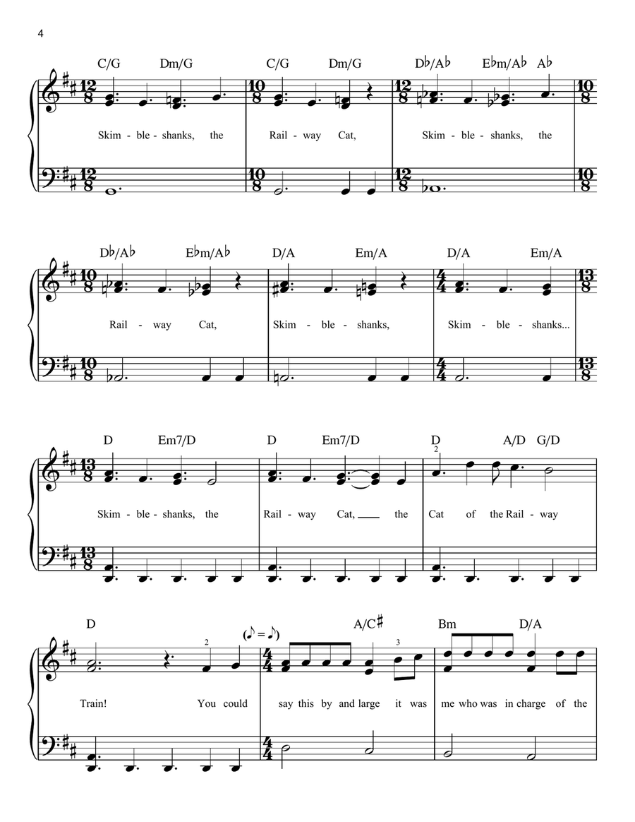 Skimbleshanks: The Railway Cat (from the Motion Picture Cats) Easy Piano scores gallery preview page 4