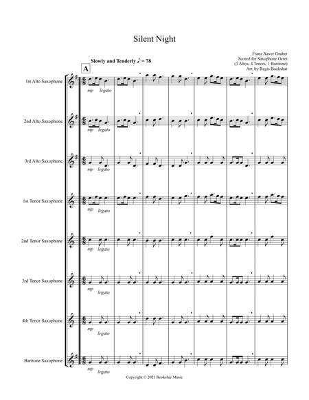 Silent Night (Bb) (Saxophone Octet - 3 Alto, 4 Tenor, 1 Bari)