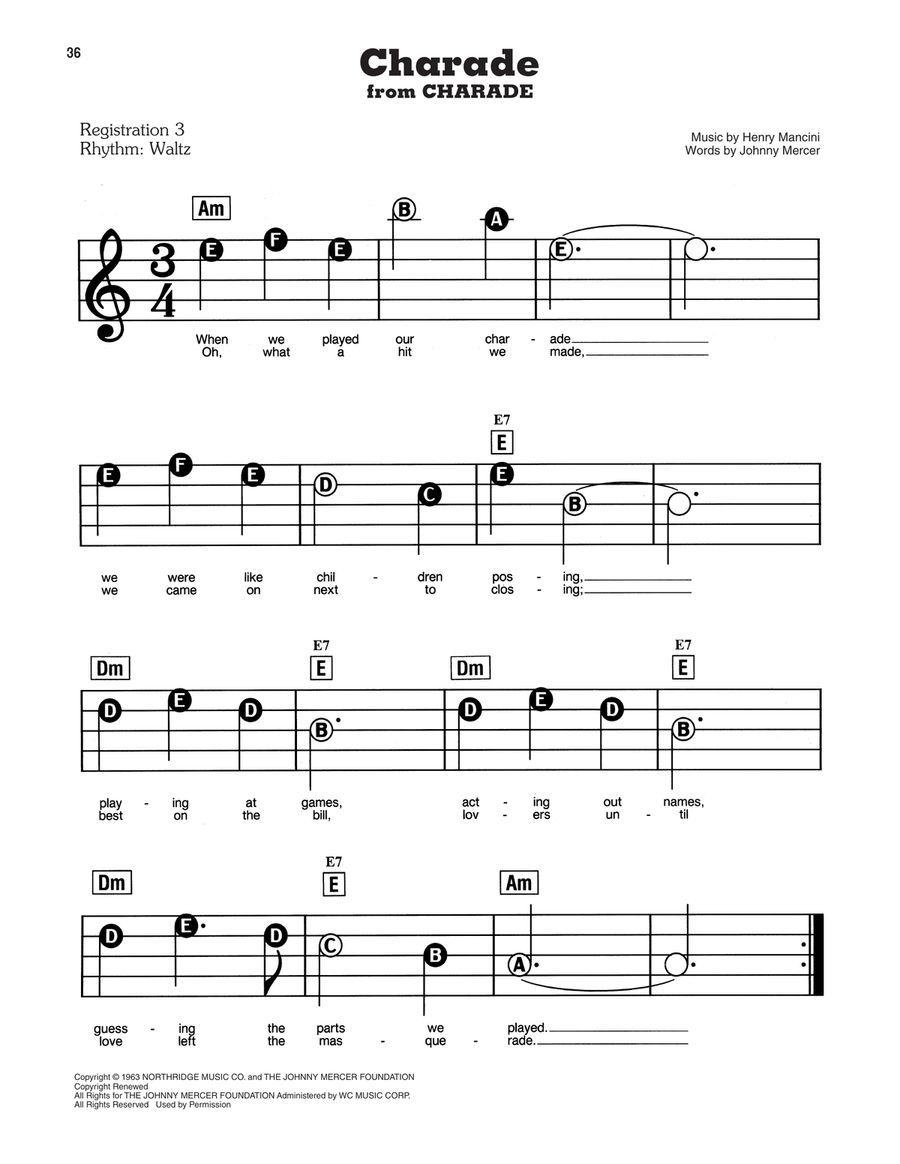 Charade Electronic Keyboard scores gallery preview page 1