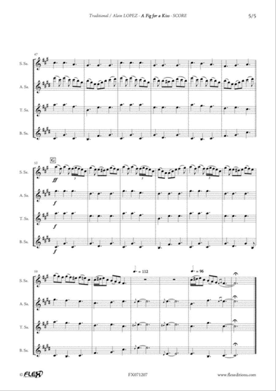 A Fig for a Kiss A Fig for a Kiss Saxophone Quartet scores gallery preview page 5