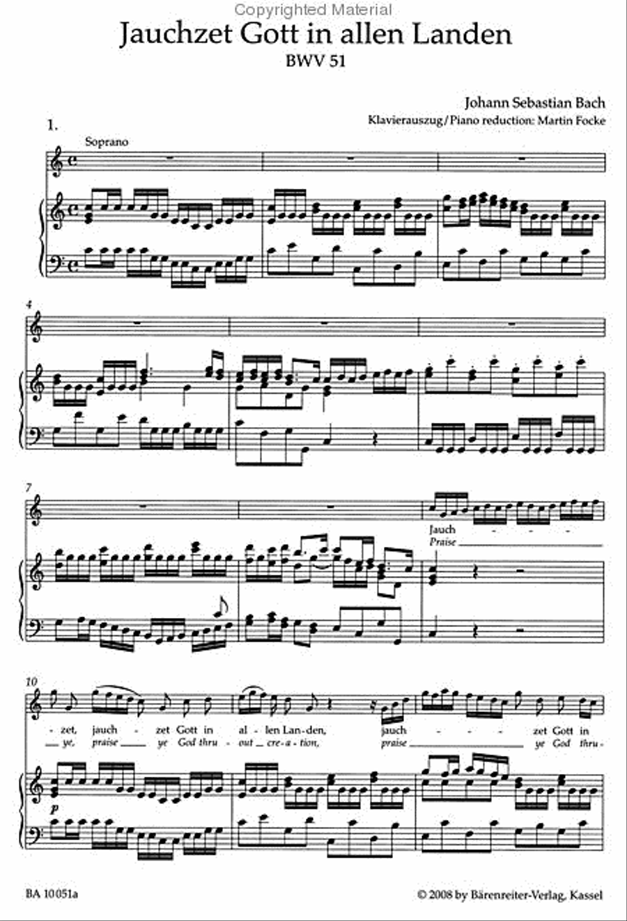 Praise ye God thruout creation, BWV 51 Soprano Voice scores gallery preview page 2