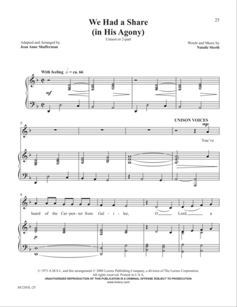 Simply Natalie Sleeth Unison Choir scores gallery preview page 26