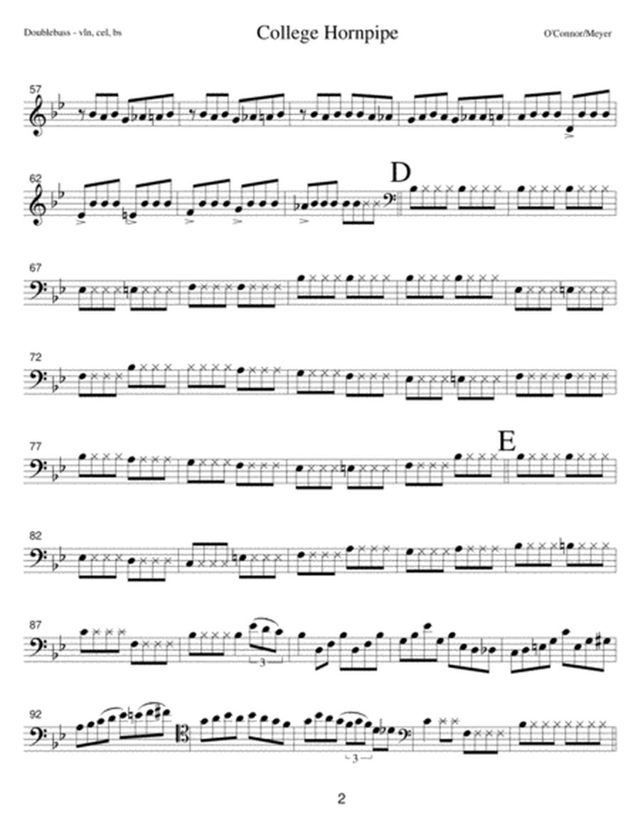 College Hornpipe (double bass part - vln, cel, bs) image number null
