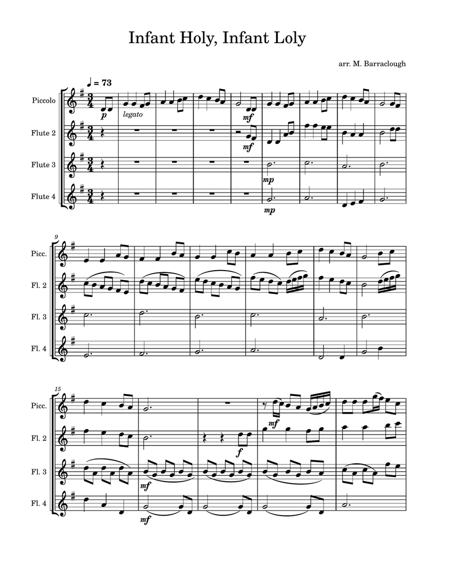 Infant Holy, Infant Lowly Flute Quartet scores gallery preview page 2
