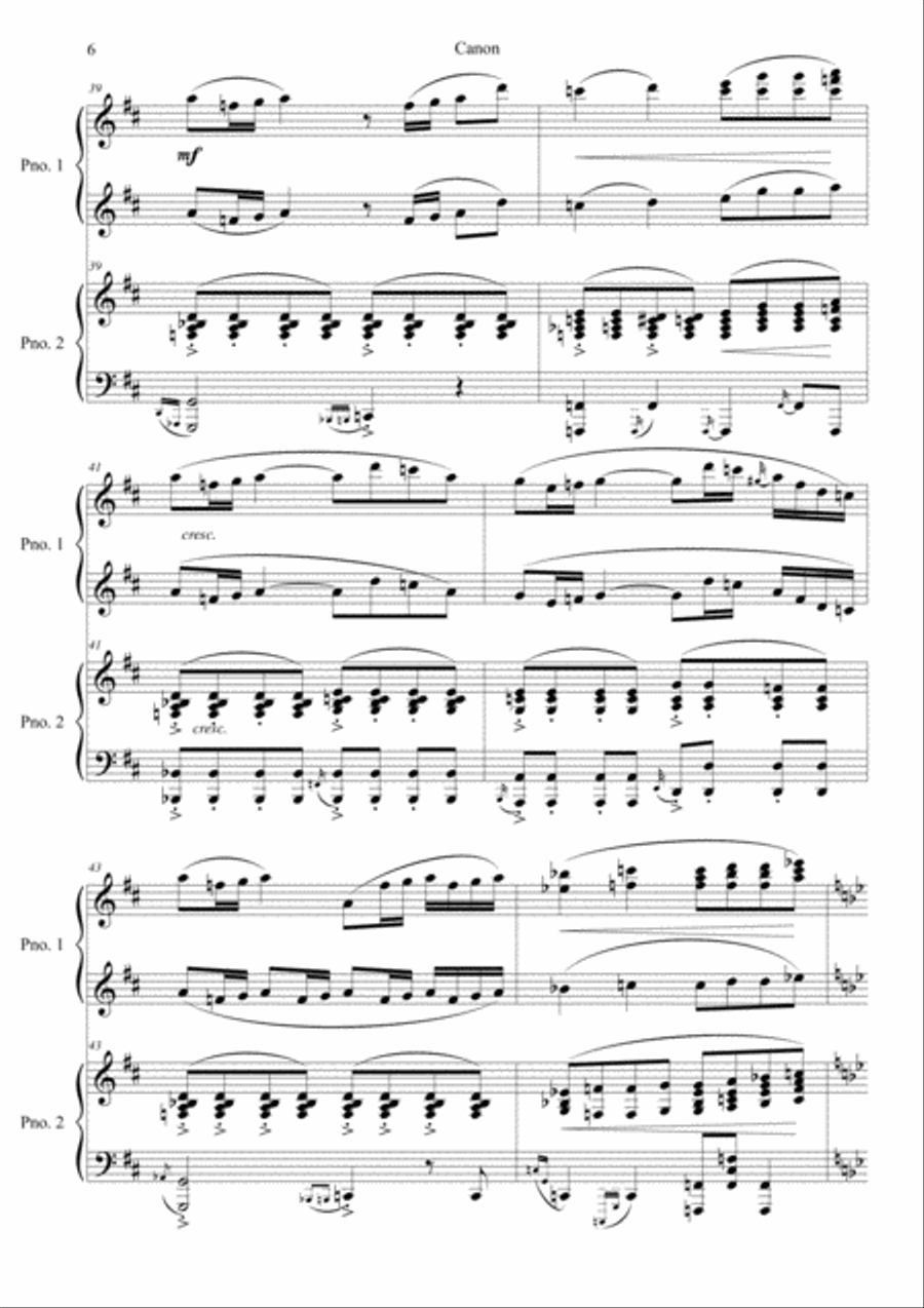 Canon in D (Hard Version) Piano Duet scores gallery preview page 6