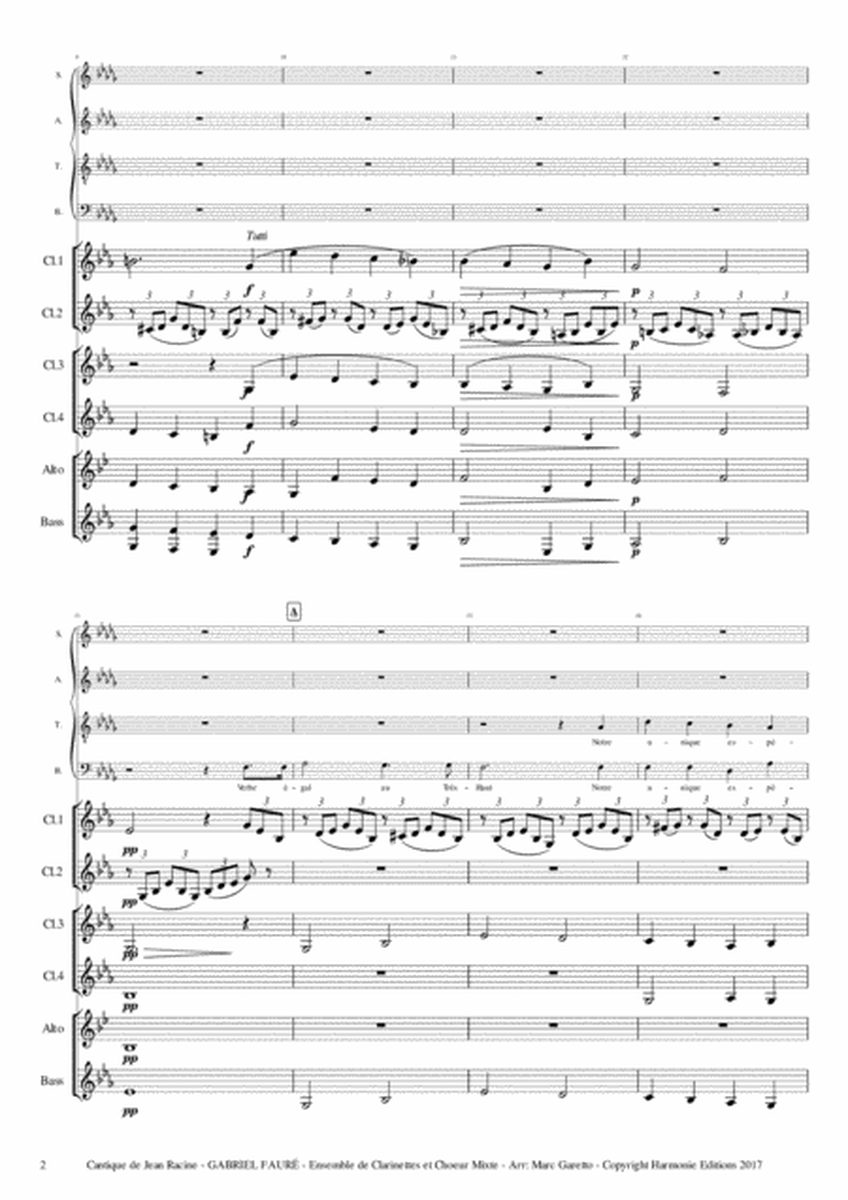 Cantique de Jean Racine - Gabriel FAURE - for Clarinet Ensemble image number null