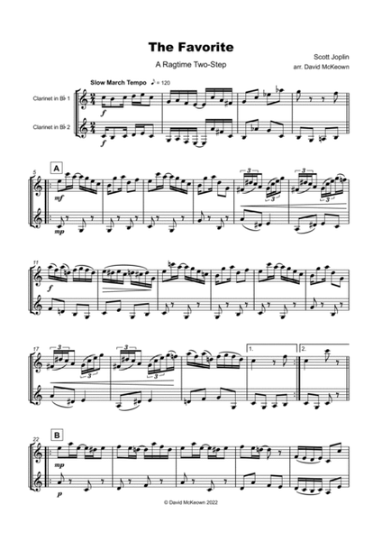 The Favorite, Two-Step Ragtime for Clarinet Duet