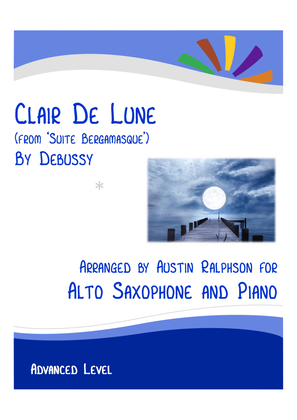 Book cover for Clair De Lune (Debussy) - alto sax and piano with FREE BACKING TRACK