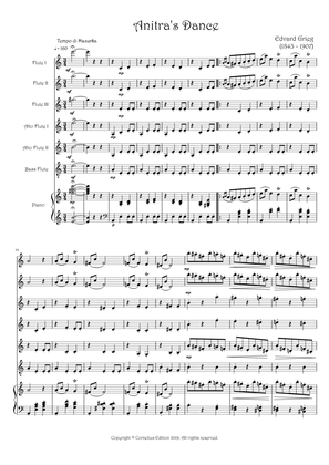 "Anitra's Dance" Grieg Peer Gynt Suite Flute Choir 3 Flutes 2 Alto Flutes Bass Flute. Optional Piano