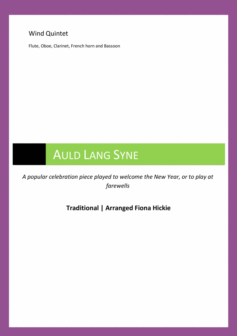 Auld Lang Syne Woodwind Quintet scores gallery preview page 1