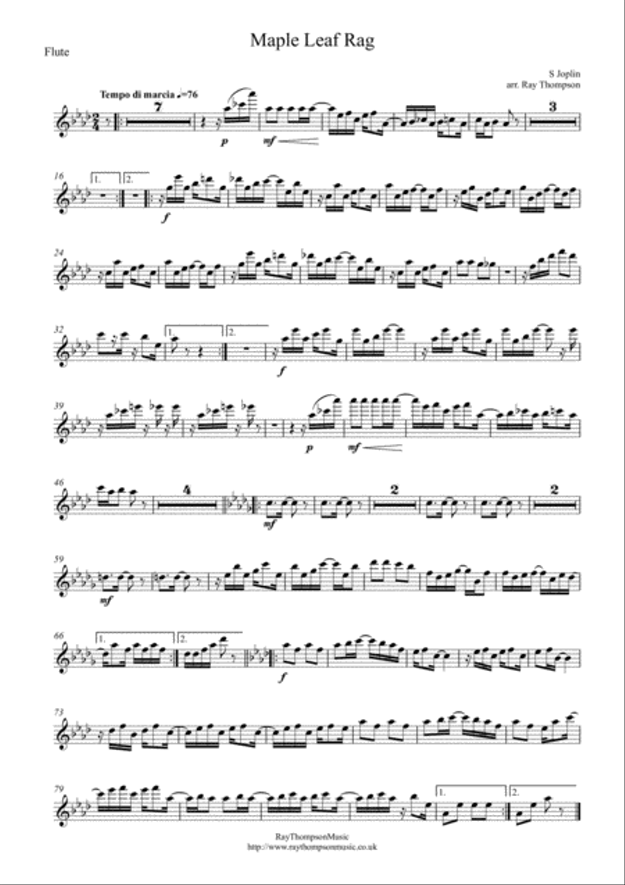 Scott Joplin: Maple Leaf Rag - wind quintet Woodwind Quintet scores gallery preview page 5