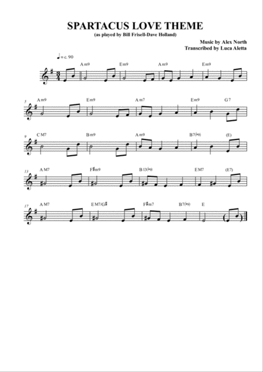 Spartacus - Love Theme Small Ensemble scores gallery preview page 1