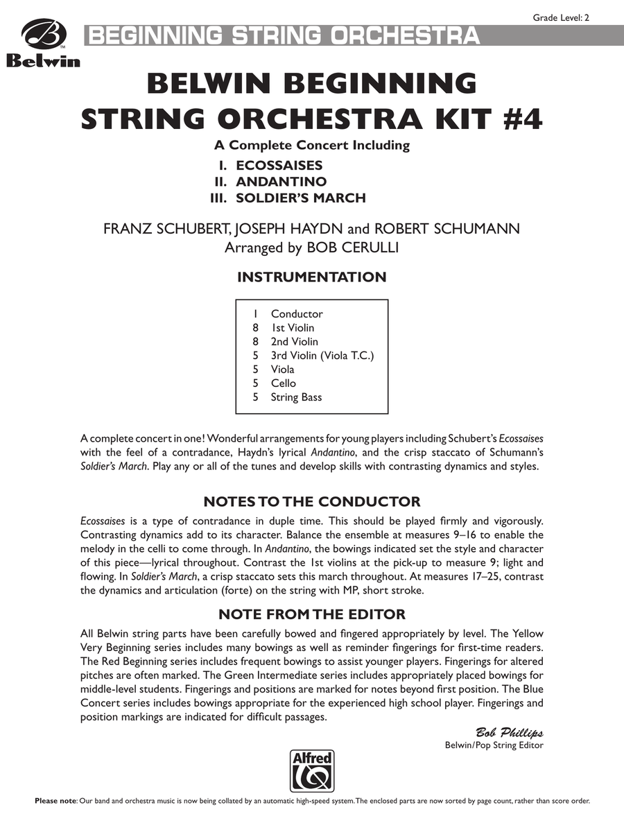 Belwin Beginning String Orchestra Kit #4: Score