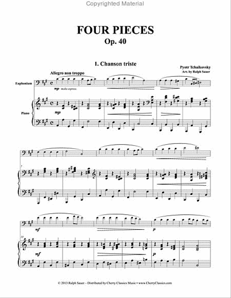 Four Pieces Op. 40 for Euphonium and Piano Euphonium scores gallery preview page 6