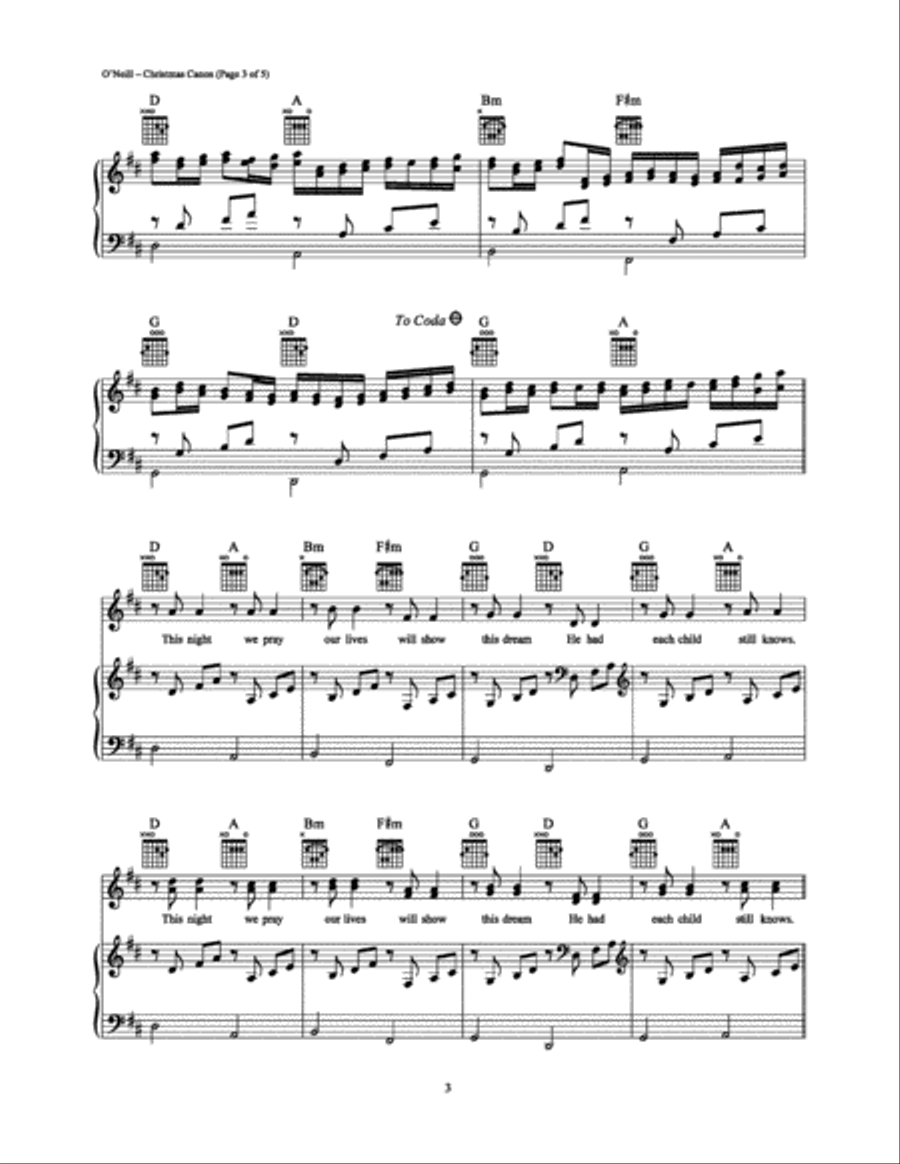 Christmas Canon Piano, Vocal, Guitar scores gallery preview page 3