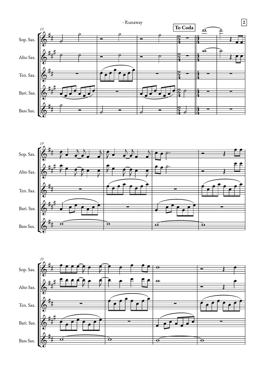Runaway Saxophone Quintet scores gallery preview page 2