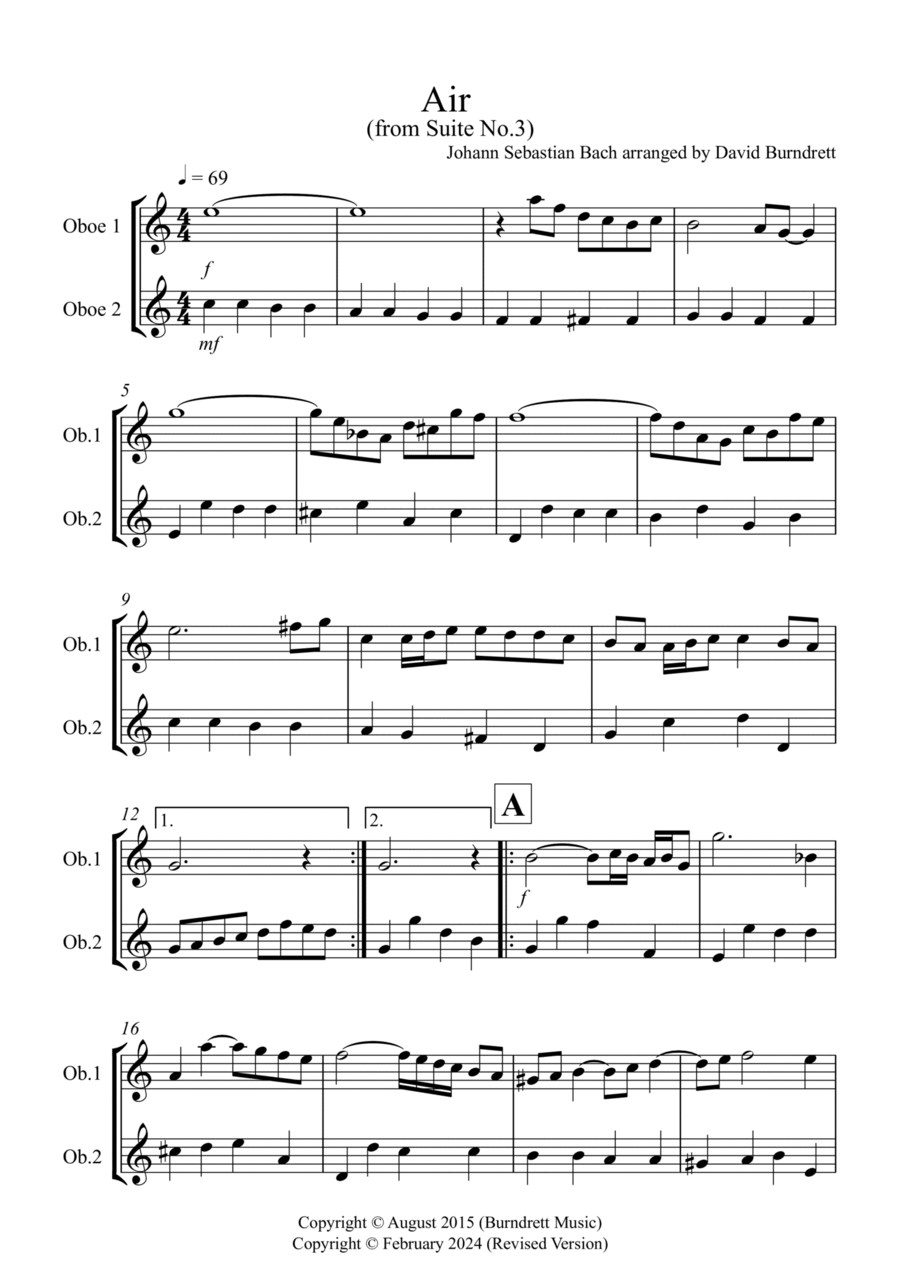 Air on a G String for Oboe Duet Woodwind Duet scores gallery preview page 1