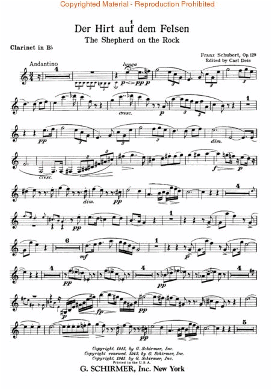 Shepherd on the Rock (der Hirt auf dem Felsen), Op. 129 Flute scores gallery preview page 3